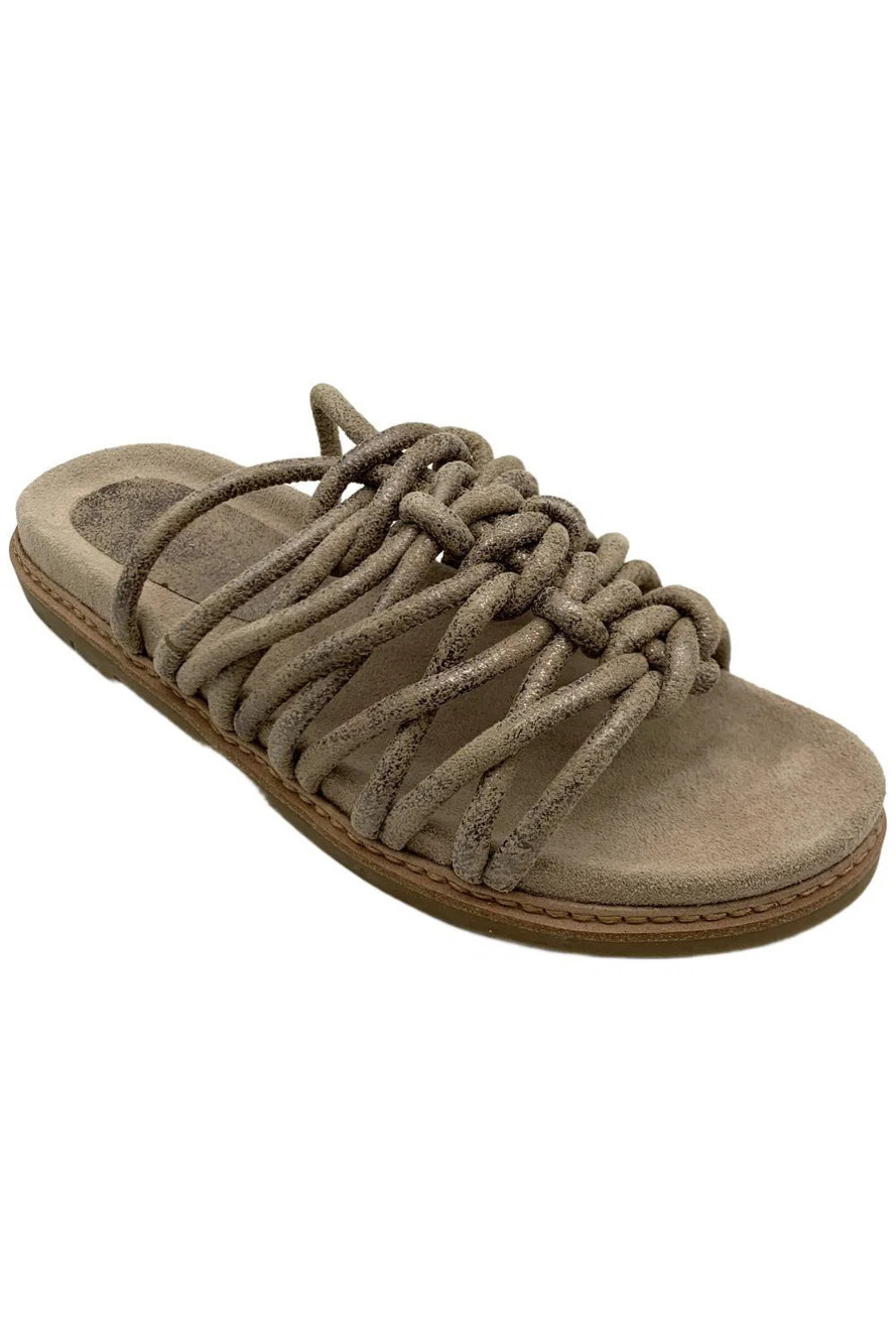 Donald Pliner Women's Loni Metallic Tumble Suede Slide Sandals Pewter - Medium